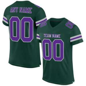 Custom Green Purple-Gray Mesh Authentic Football Jersey
